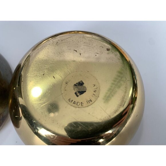 Pair Pear Trinket Boxes Brass Gold Tone Silver Tone MCM Vtg Decor Mixed Metal - Picture 9 of 10